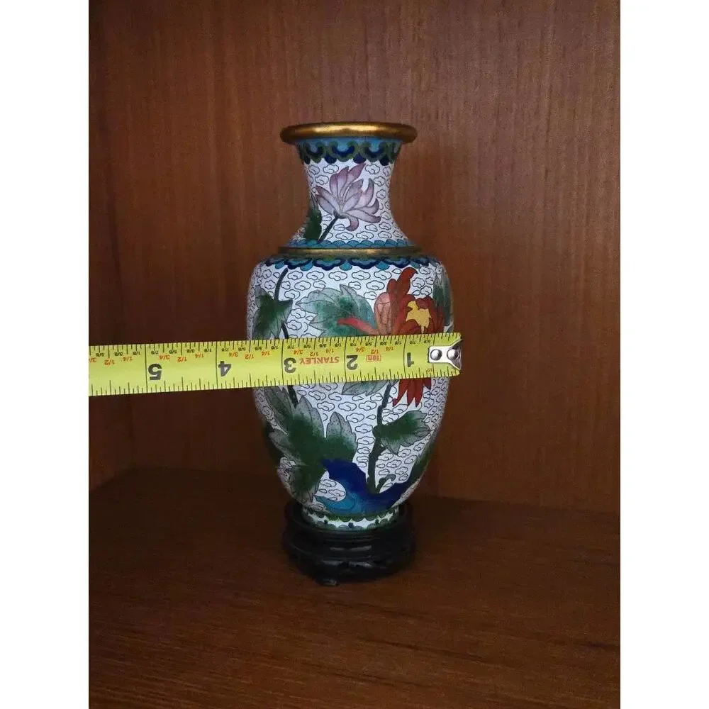 Chinese cloisonné enamel on brass vase